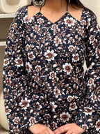 Midnight Bloom Floral Designer Kurti