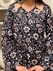 Midnight Bloom Floral Designer Kurti