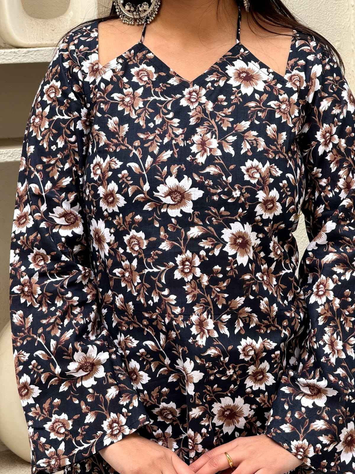 Midnight Bloom Floral Designer Kurti