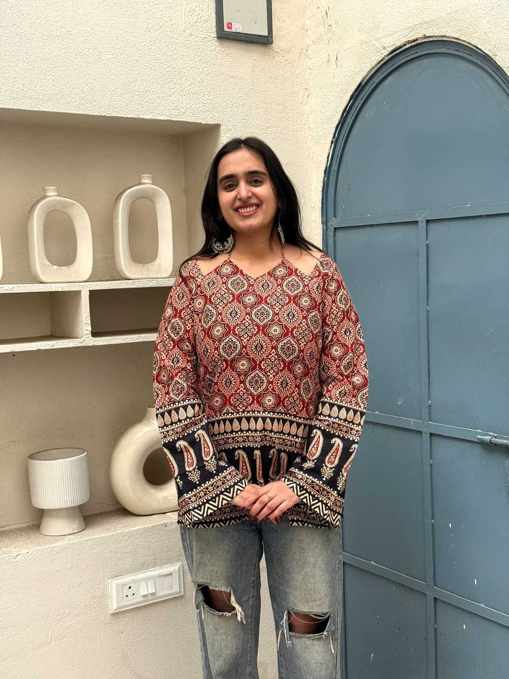 Ajrakh Border Designer kurti