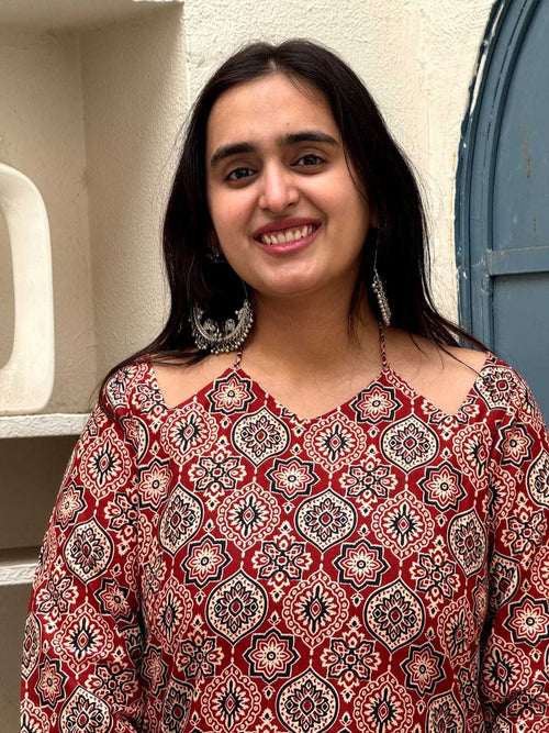 Ajrakh Border Designer kurti