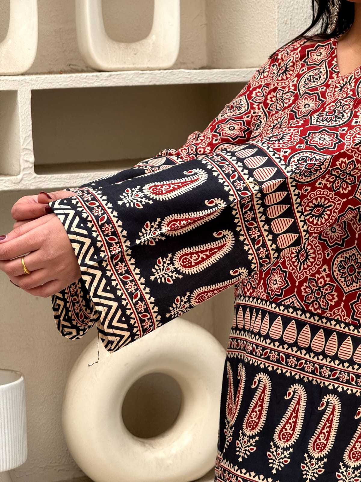 Ajrakh Border Designer kurti