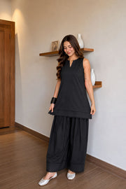 Midnight Black Solid Farshi Set