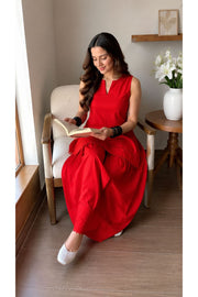 Scarlet Red Lace Trim Farshi Salwar Set