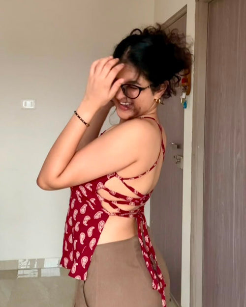 Mehroon Paisley Baddie Kurti