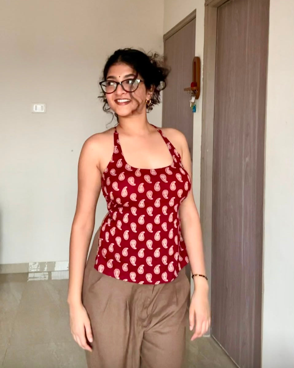 Mehroon Paisley Baddie Kurti