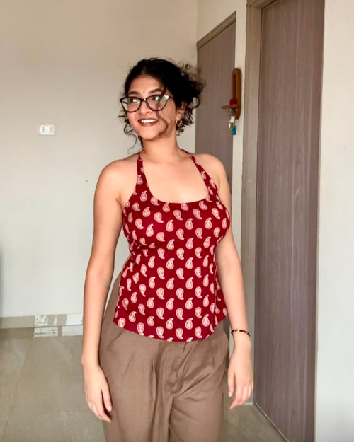 Mehroon Paisley Baddie Kurti