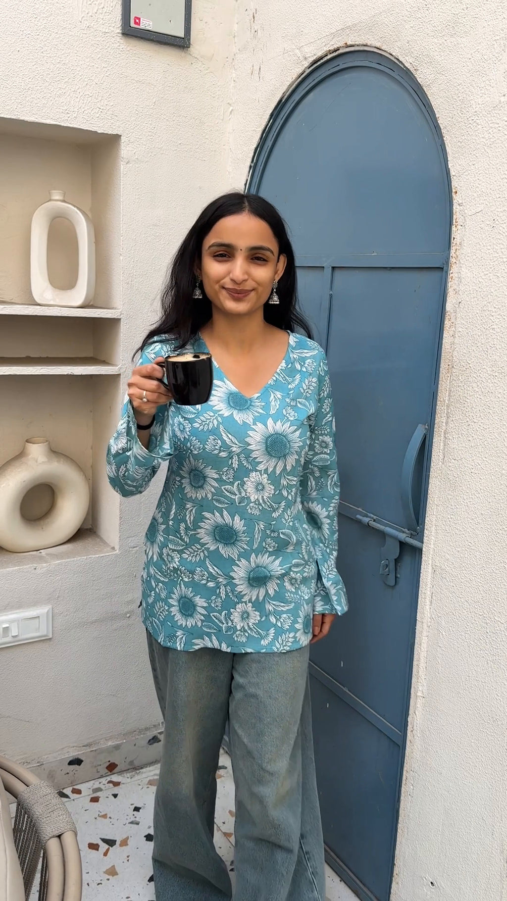 Sea Bloom Bell Sleeve Kurti