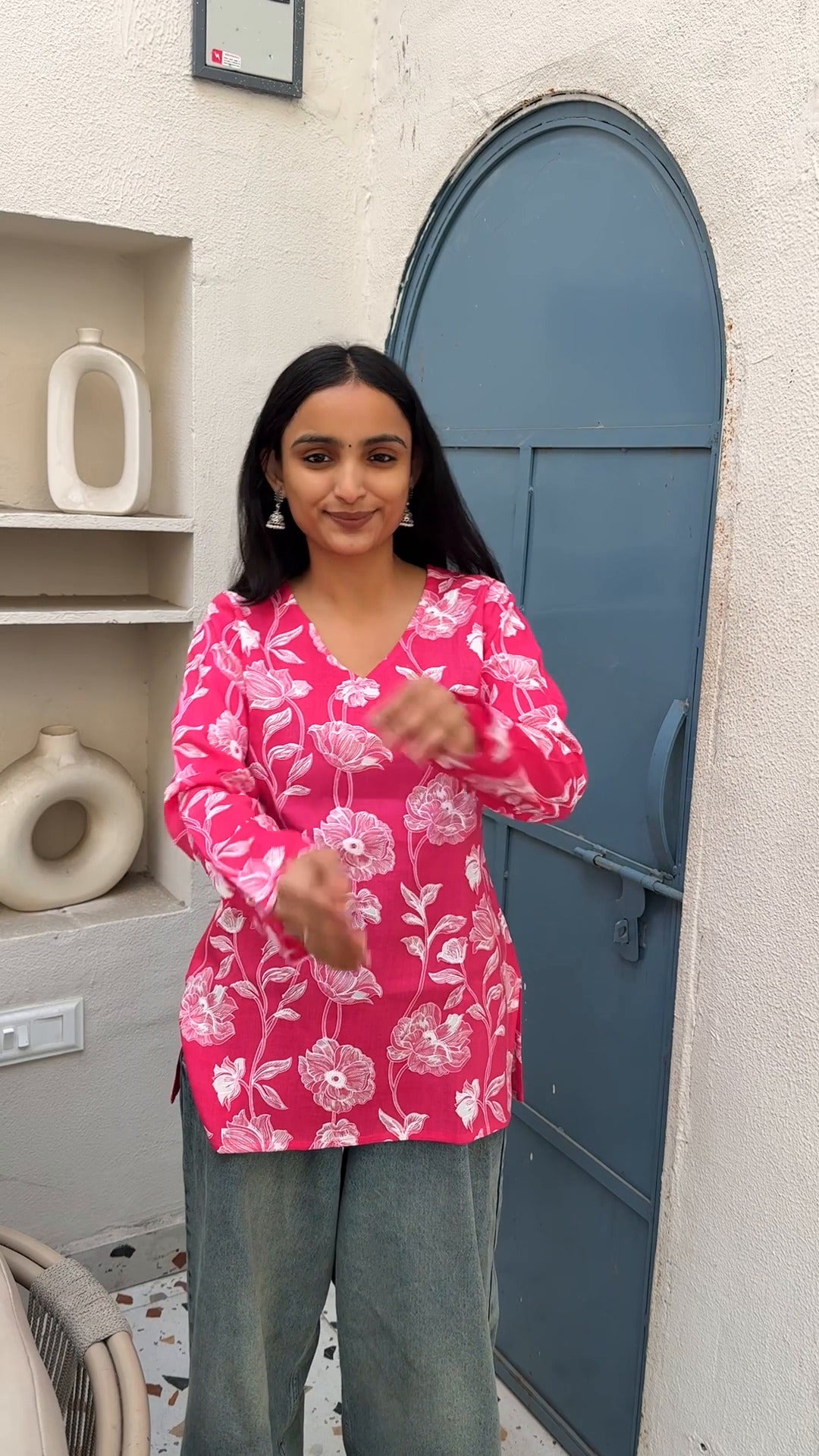 Blush Bloom Bell Sleeve Kurti