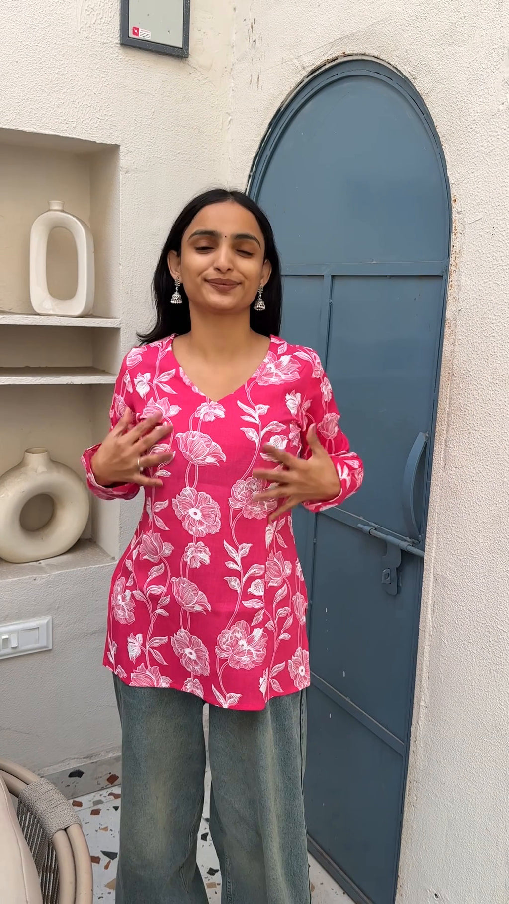 Blush Bloom Bell Sleeve Kurti