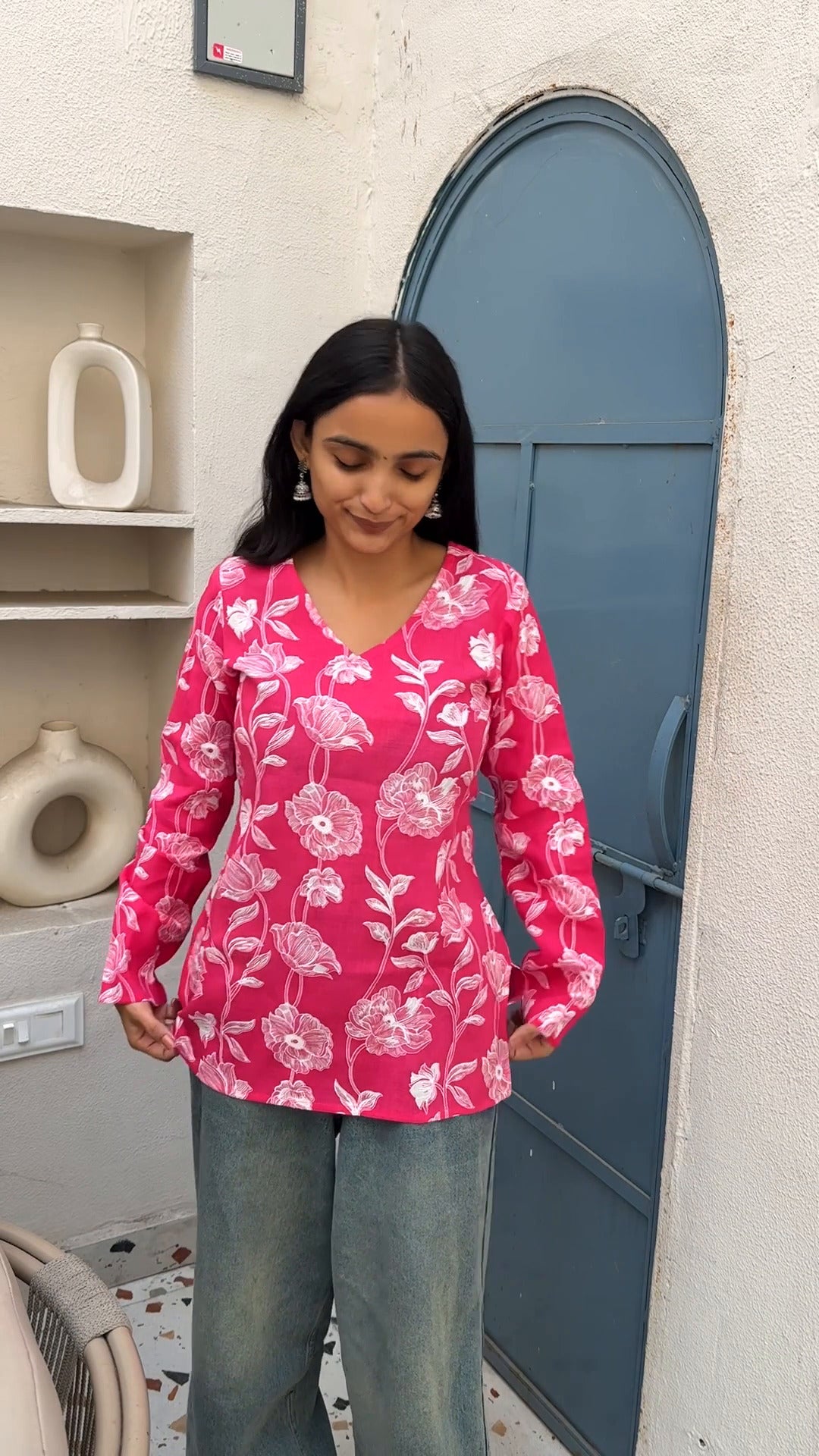 Blush Bloom Bell Sleeve Kurti