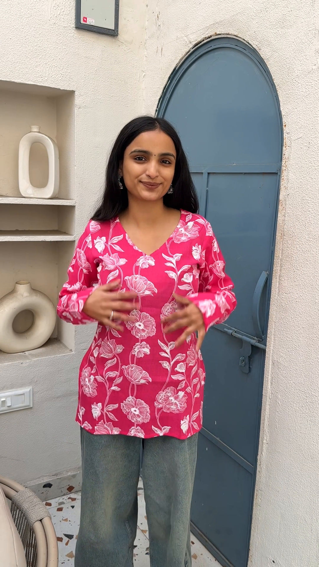 Blush Bloom Bell Sleeve Kurti