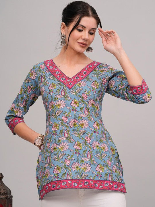 V neck short kurti