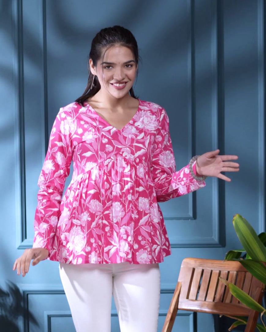 Pink Petal Reverie Peplum Top