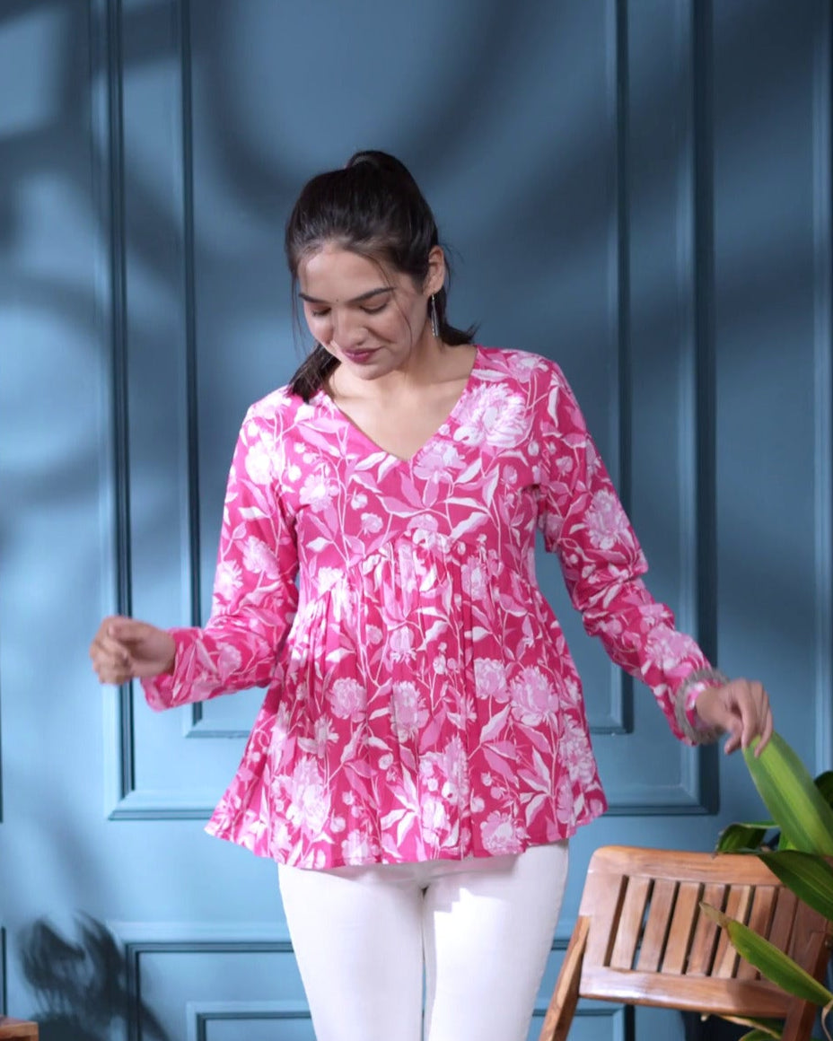 Pink Petal Reverie Peplum Top