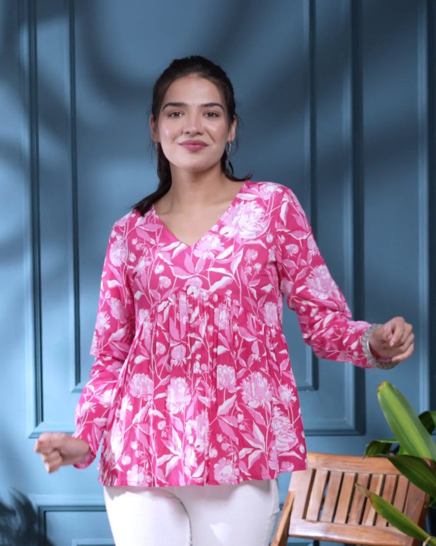 Pink Petal Reverie Peplum Top