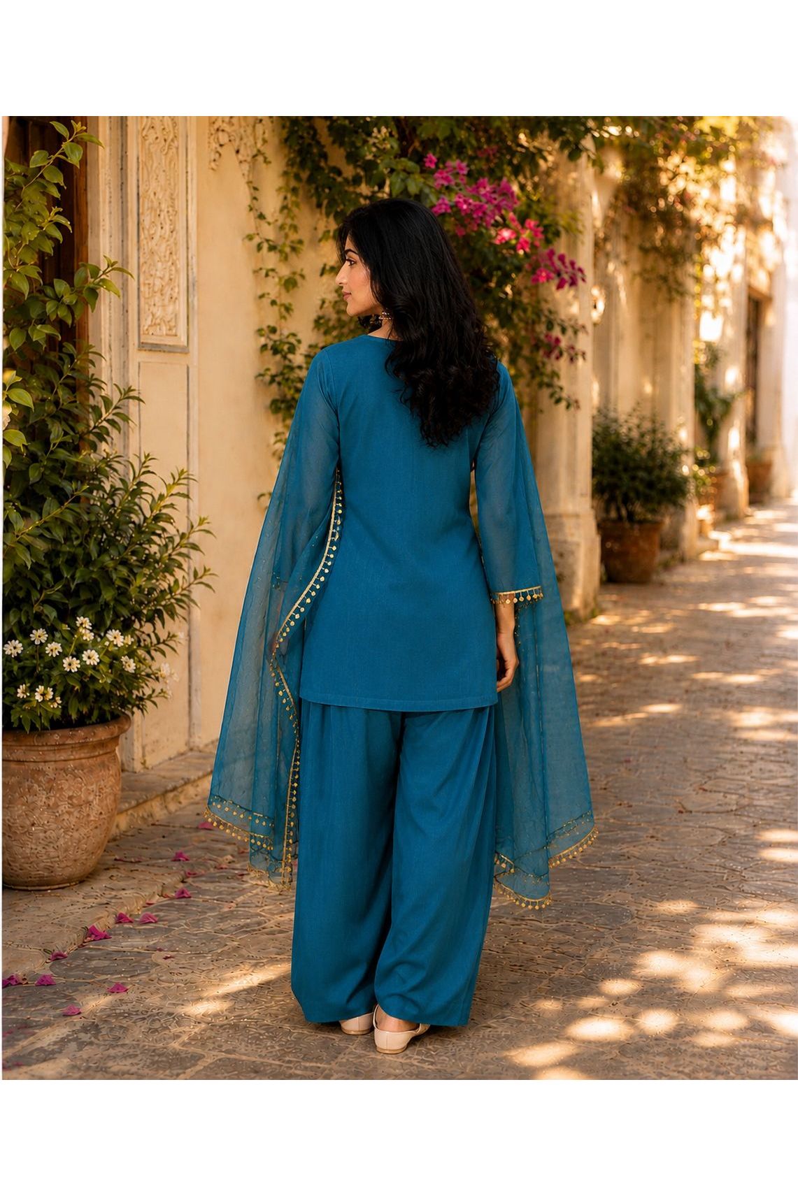 Regal Blue Farshi Salwar Set with Dupatta