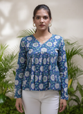 Azure Bloom Peplum Top
