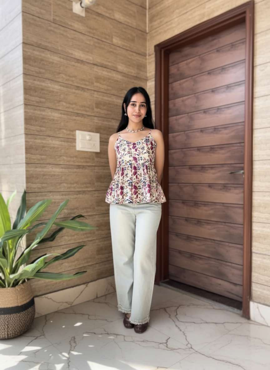 Ivory Garden Peplum Top