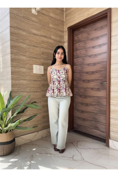 Ivory Garden Peplum Top
