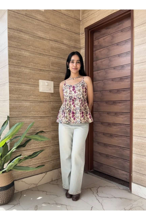 Ivory Garden Peplum Top