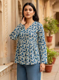 Indigo Leaf Peplum Top