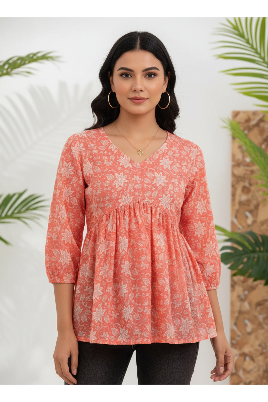 Peach Alia Cut Peplum Top