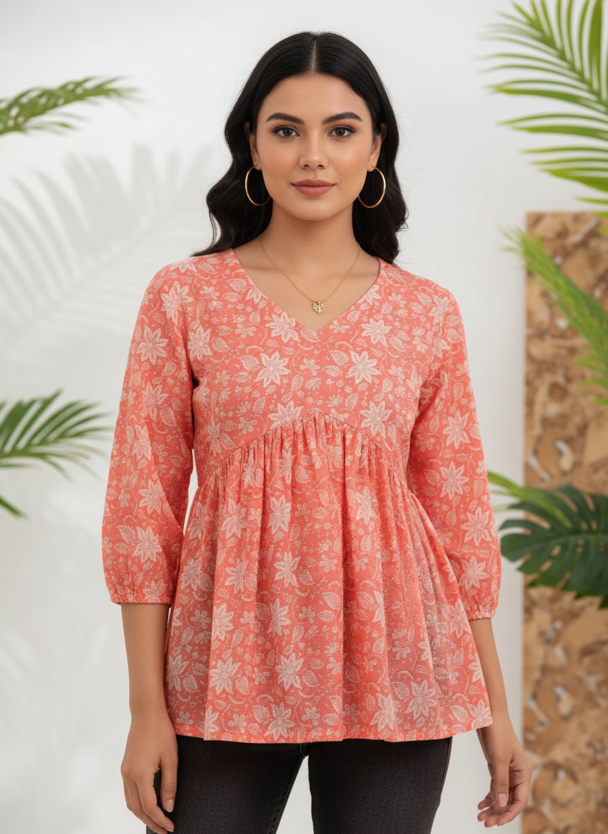 Peach Alia Cut Peplum Top