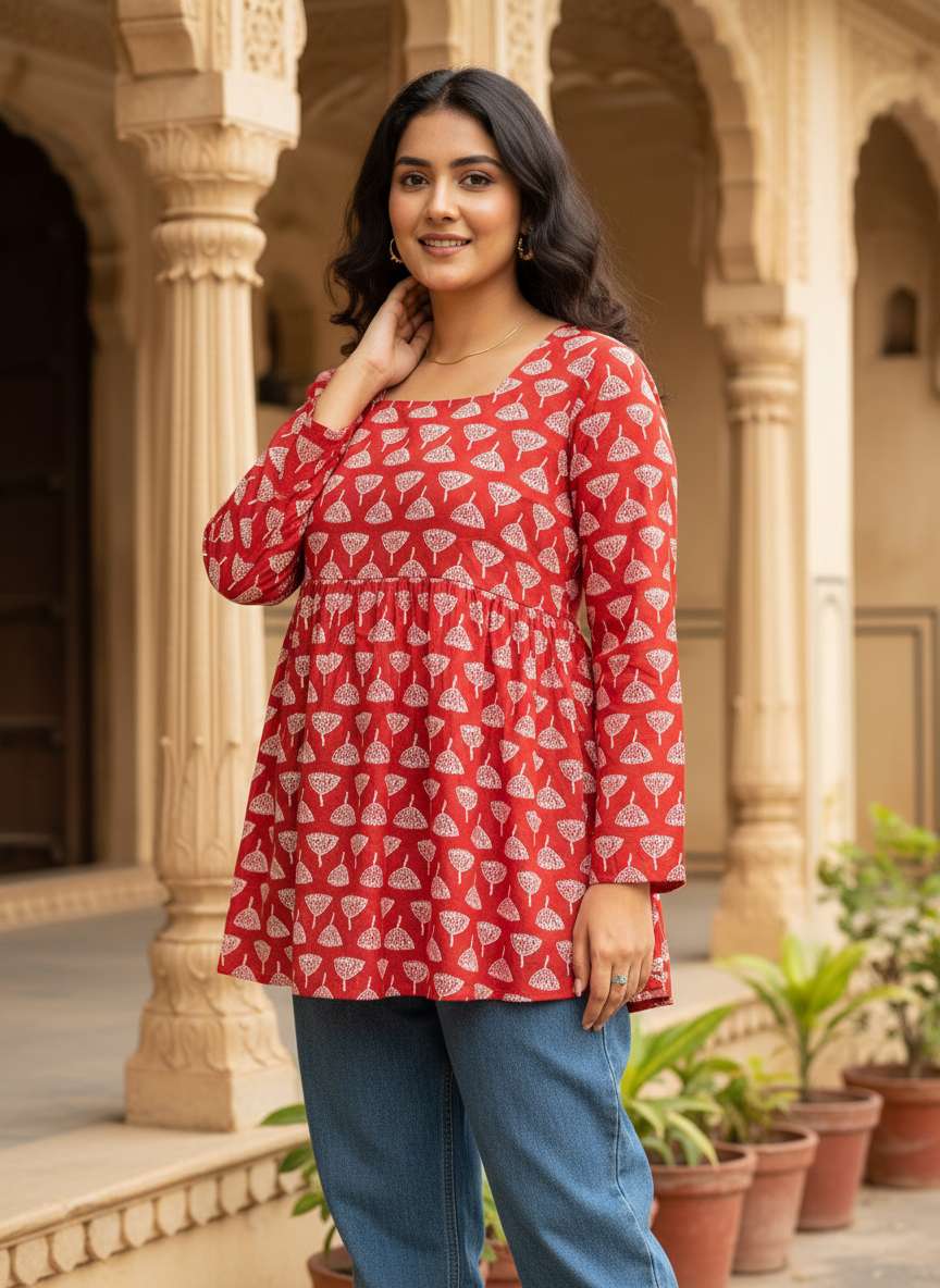 Scarlet Leaf Peplum Kurti