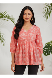 Peach Alia Cut Peplum Top
