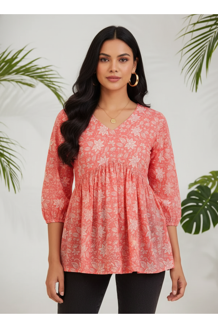 Peach Alia Cut Peplum Top