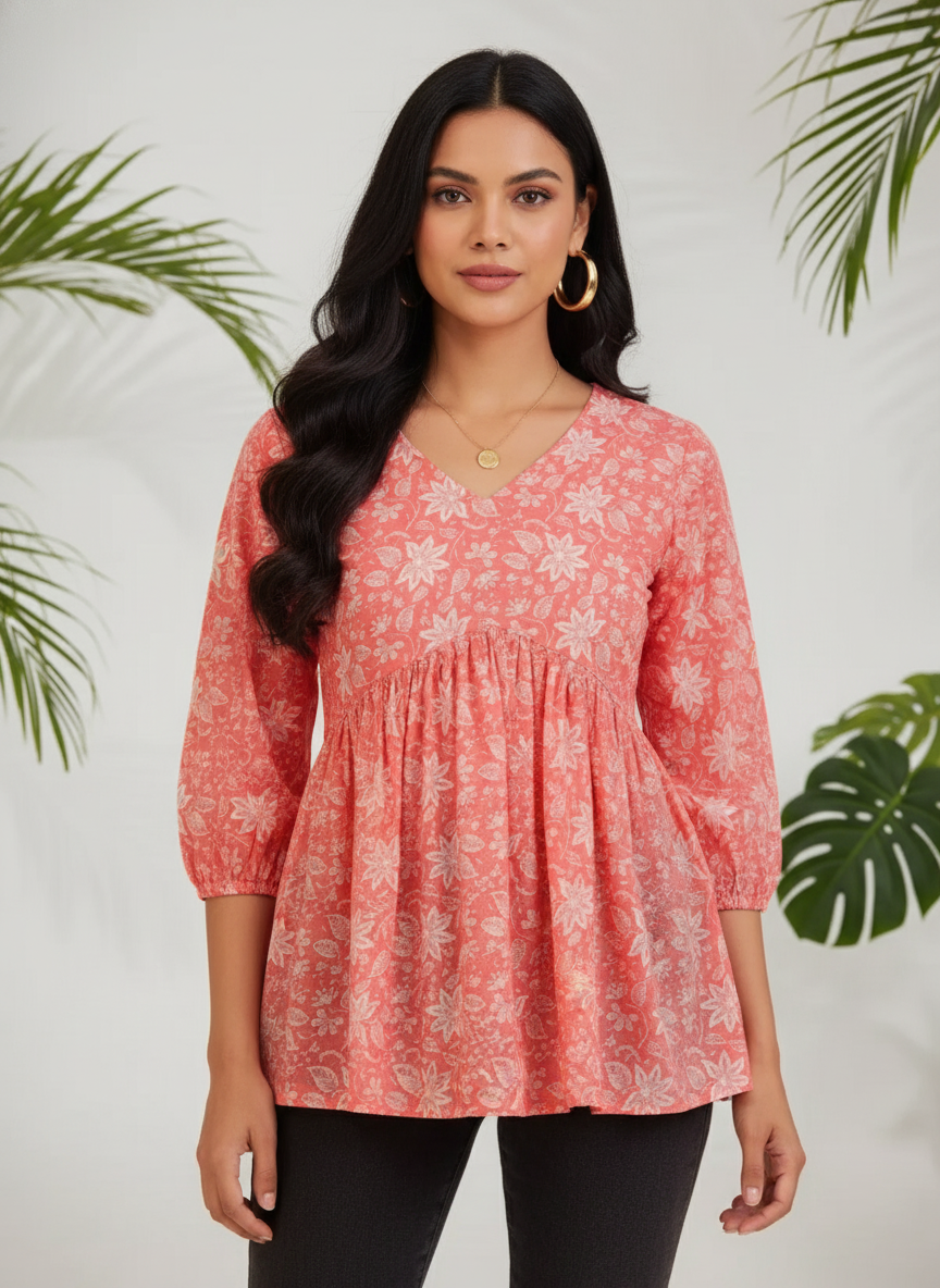 Peach Alia Cut Peplum Top