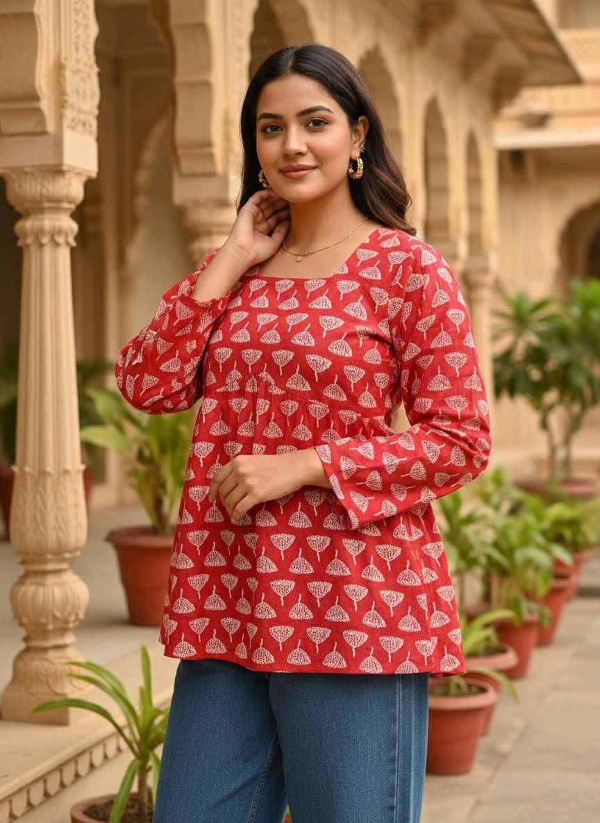 Scarlet Leaf Peplum Kurti
