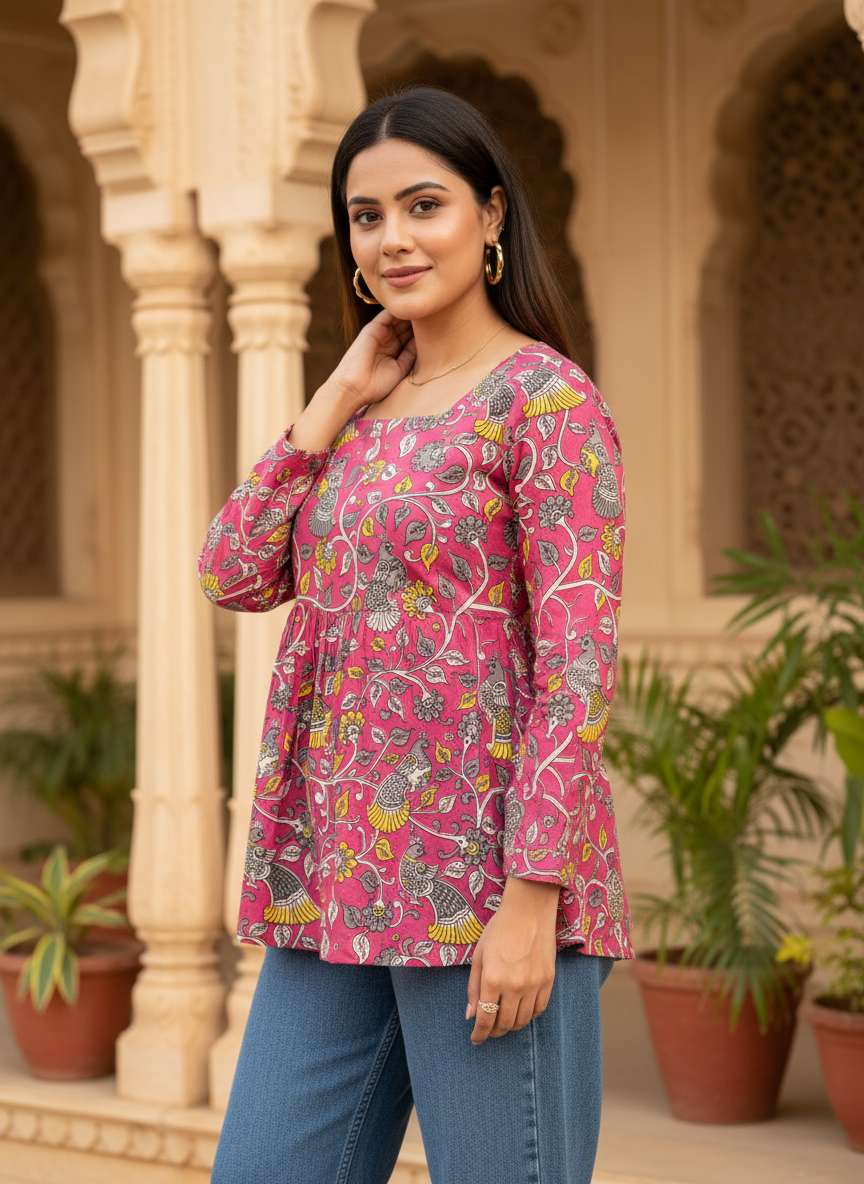 Rosevine Peacock Peplum Kurti