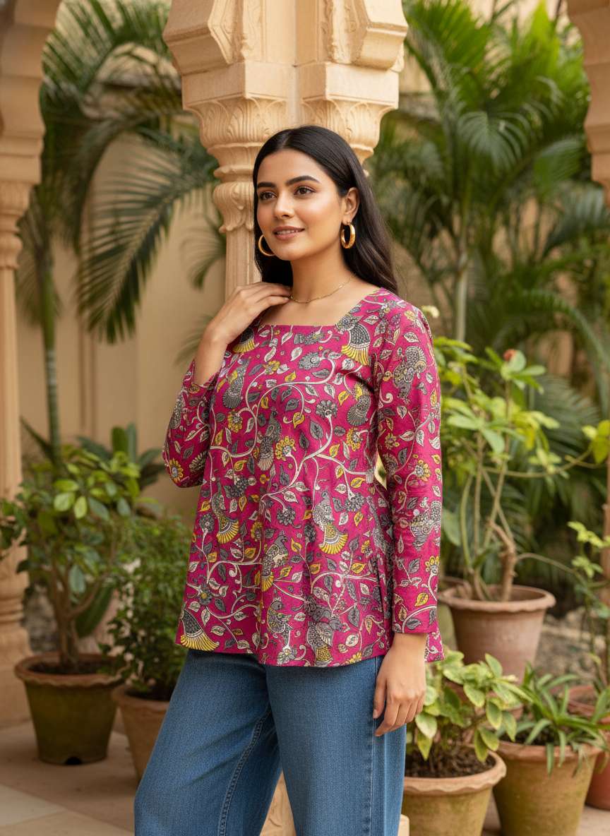 Rosevine Peacock Peplum Kurti
