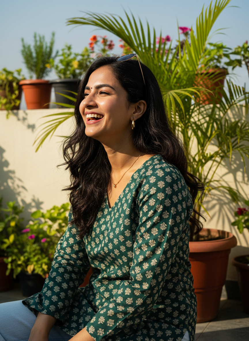 Emerald Bloom  Short Kurti