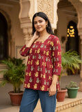 Maroon Heritage Bicycle Peplum Top