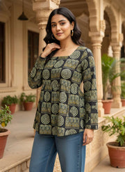 Olive Chakra Peplum Top
