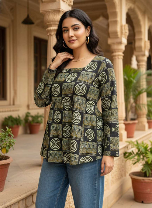 Olive Chakra Peplum Top