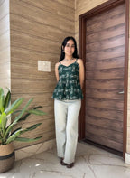 Forest Folk Peplum Strap Top