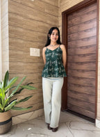 Forest Folk Peplum Strap Top