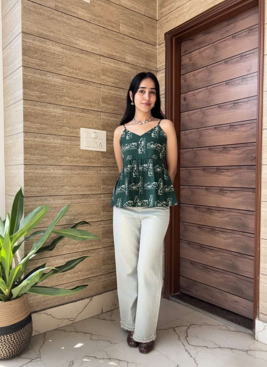 Forest Folk Peplum Strap Top