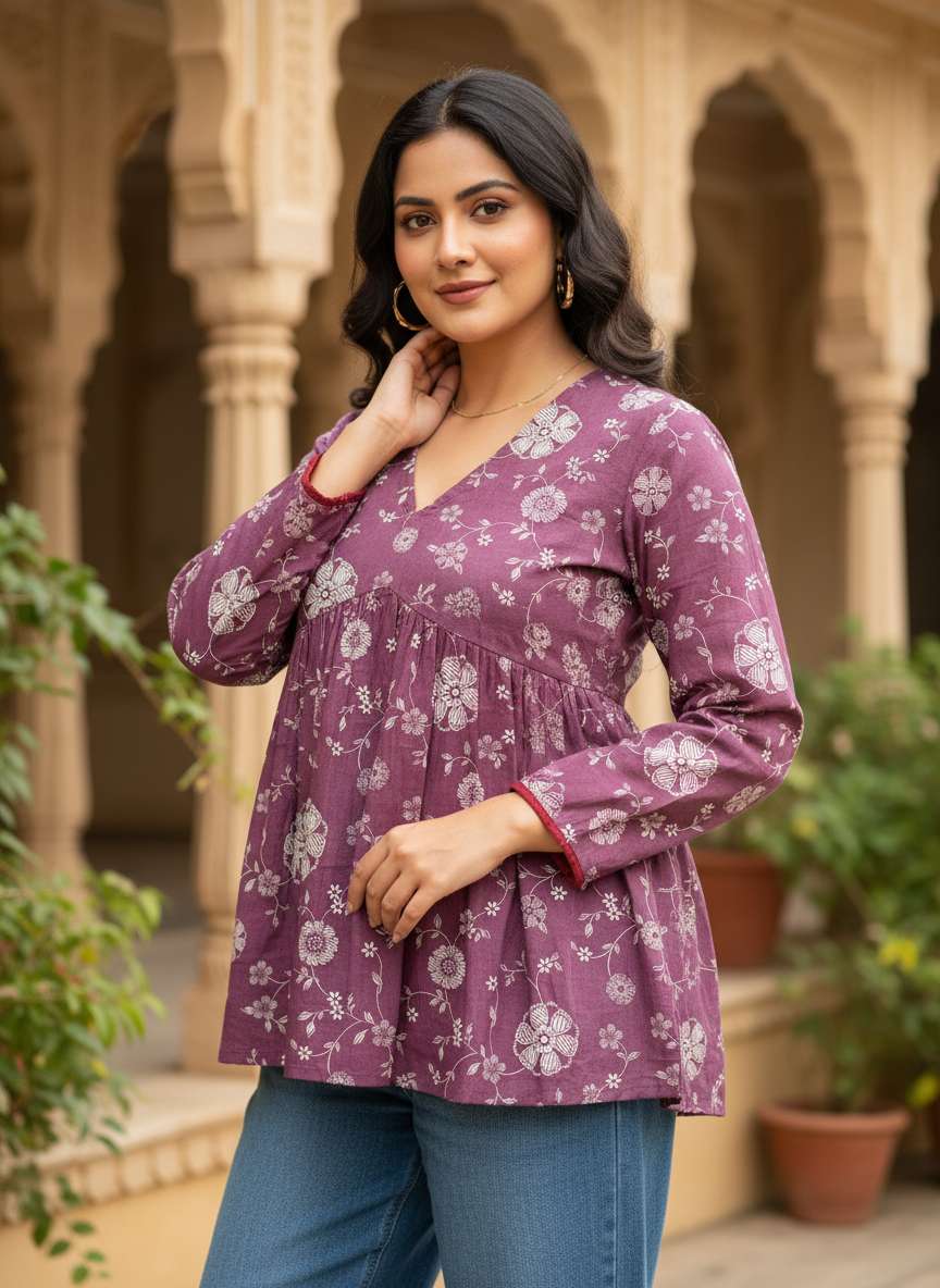 Mauve Bloom Peplum Kurti