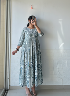 Pineapple Pleated Anarkali Dress