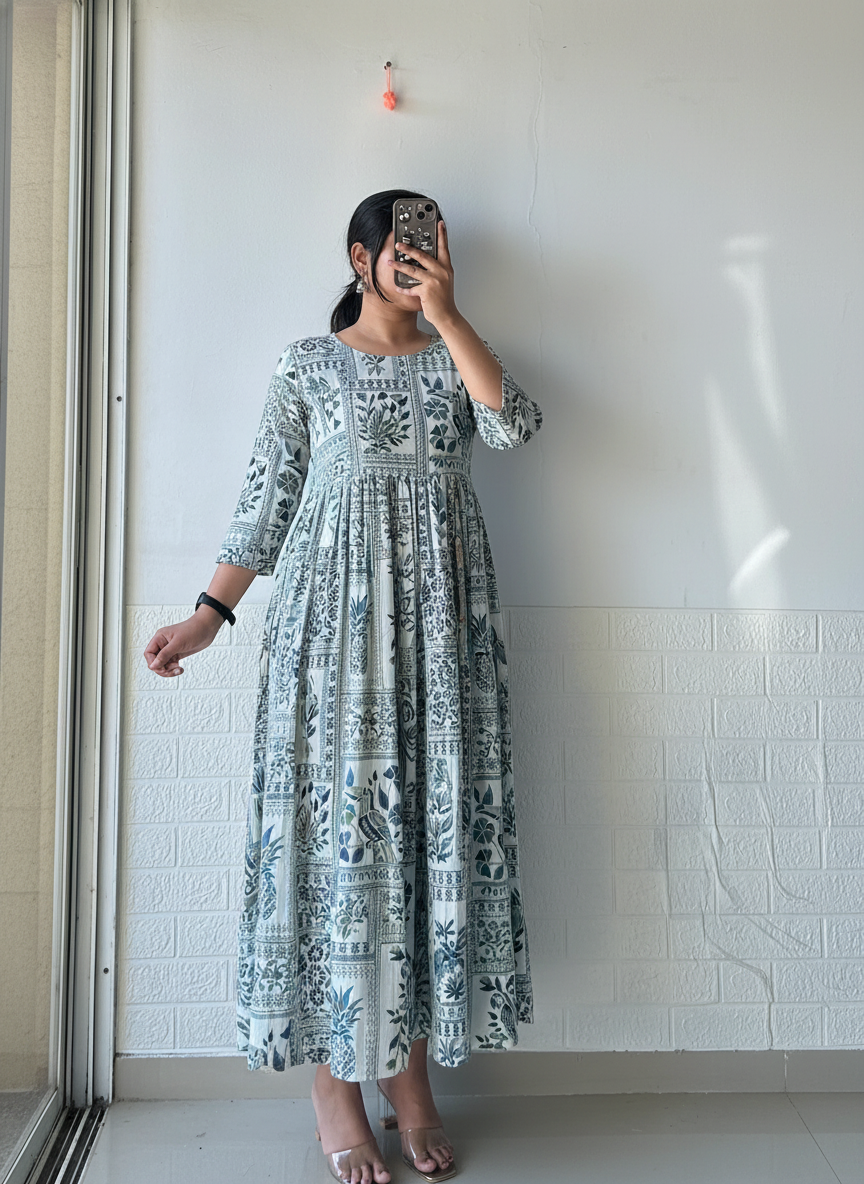 Pineapple Pleated Anarkali Dress