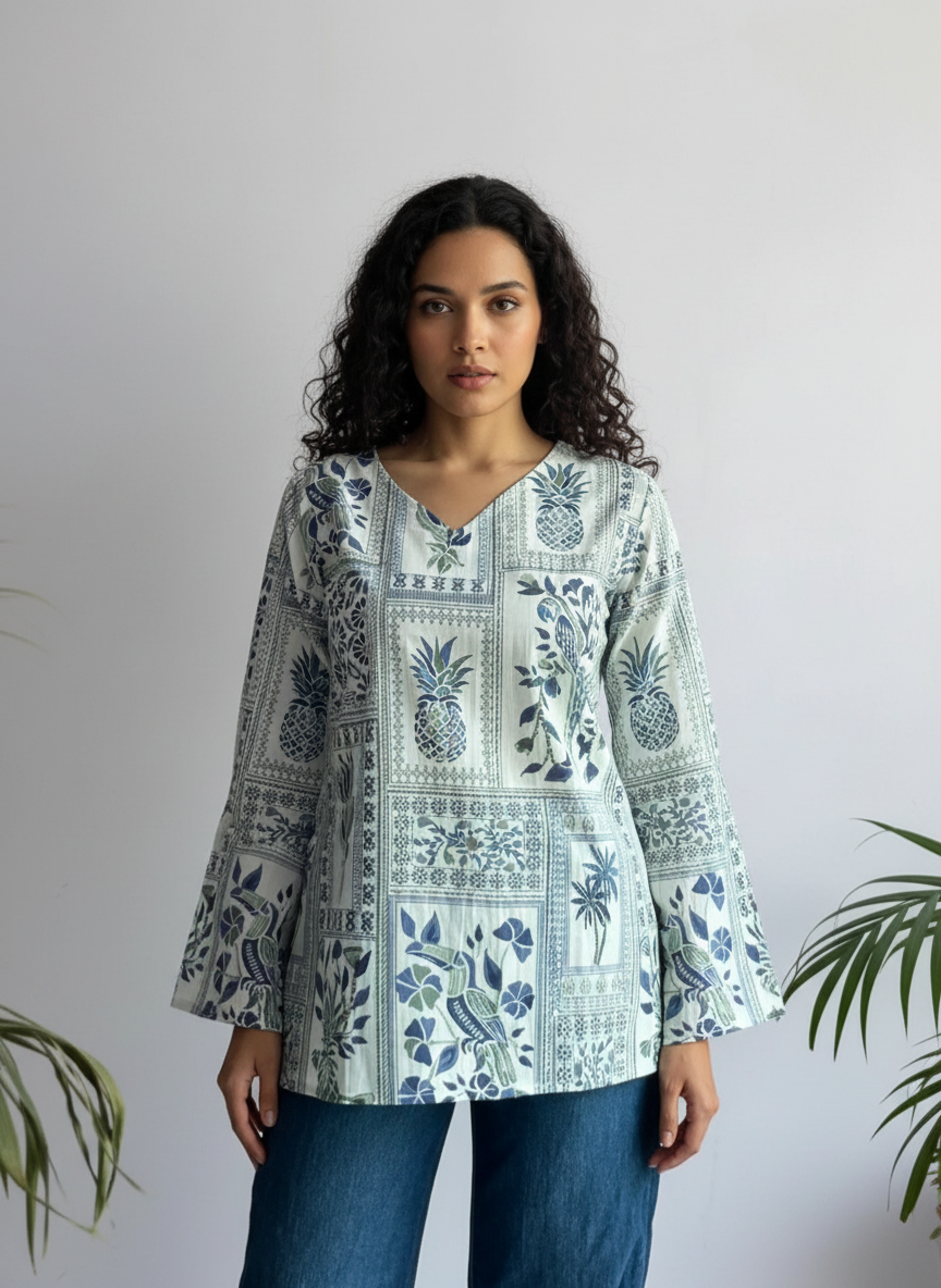 Tropical Tile  Short Kurti