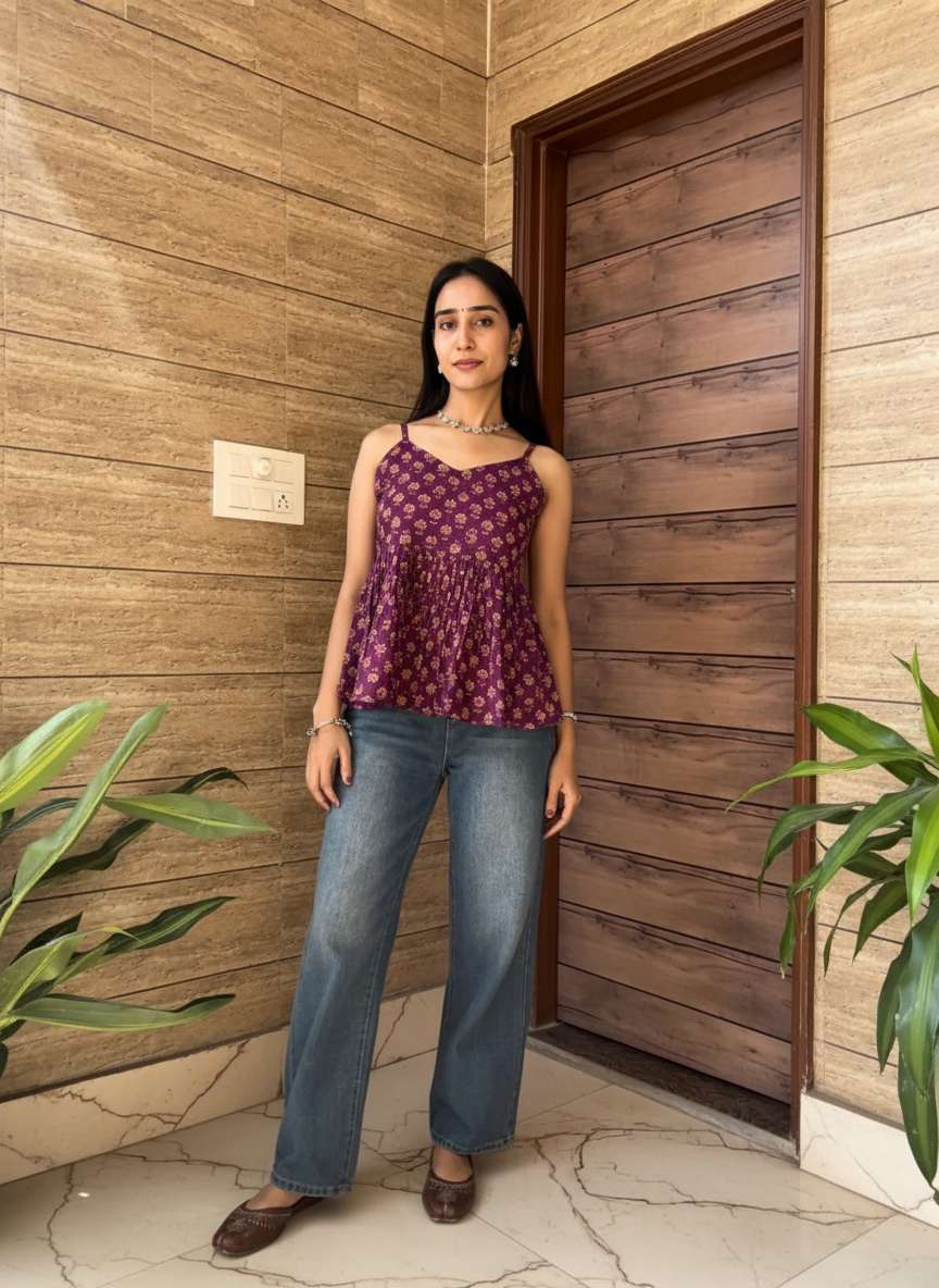 Plum Blossom Strap Top