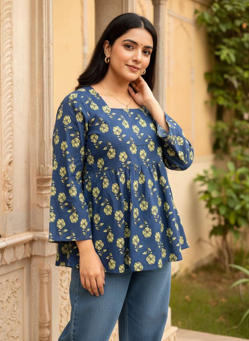 Midnight Fern Peplum Kurti