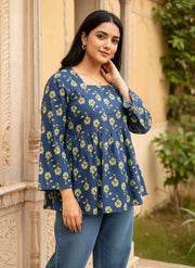 Midnight Fern Peplum Top