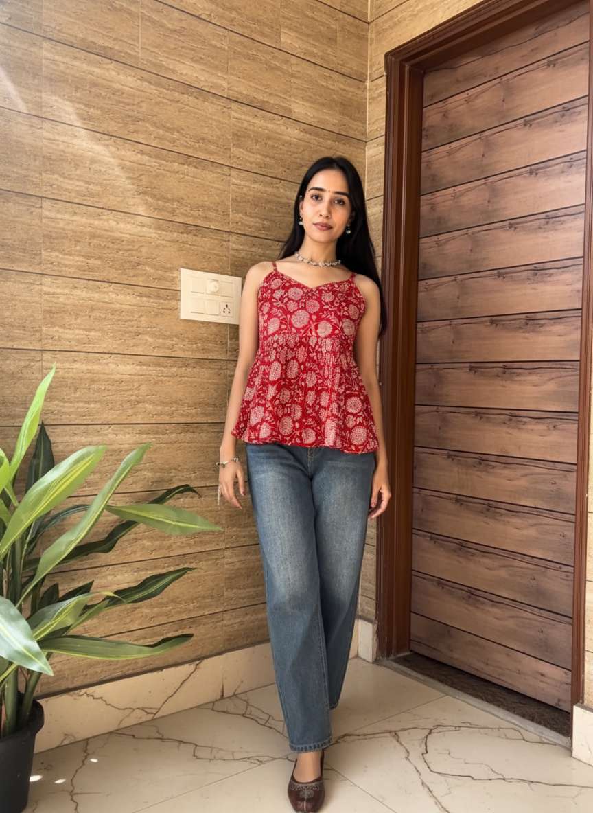 Ruby Floral Strap Top